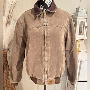 Vintage Carhartt Tan Canvas Jacket with Brown Corduroy Collar
